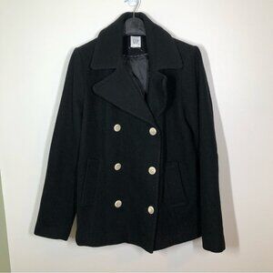 Gap Black  Wool Classic Pea Coat Size Medium Tall
